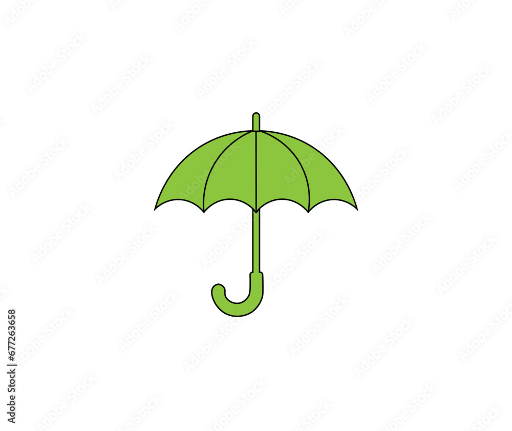 Vector illustration of a cartoon umbrella in green color Vector illustration of a cartoon umbrella in green color