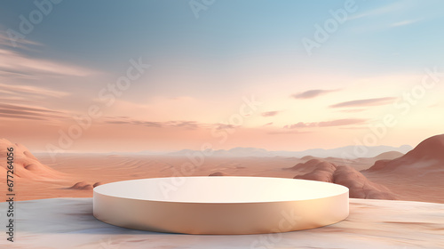 Unreal desert product booth scene, e-commerce, podium, stage, product demonstration background, PPT background, 3D rendering