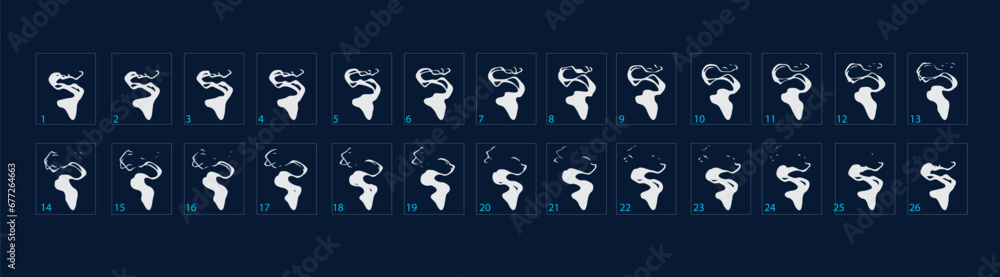 Animation of smoke. Smoke Animation effect for games. Sprite sheet for video games, cartoon or animation.2d classic smoke animation. Vector Animation of smoke. Smoke Animation effect for games. Sprite sheet for video games, cartoon or animation.2d classic smoke animation. Vector