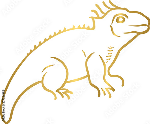 Mexican spiny tailed iguana golden icon  gold animal character