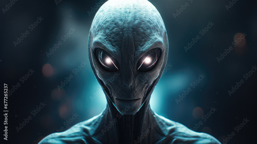 Alien creature has a message for humans. Grey kind humanoid from an other planet portrait series. Alien creature has a message for humans. Grey kind humanoid from an other planet portrait series.