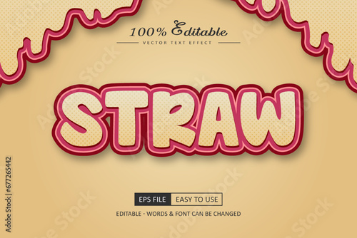Editable straw 3d text effect style