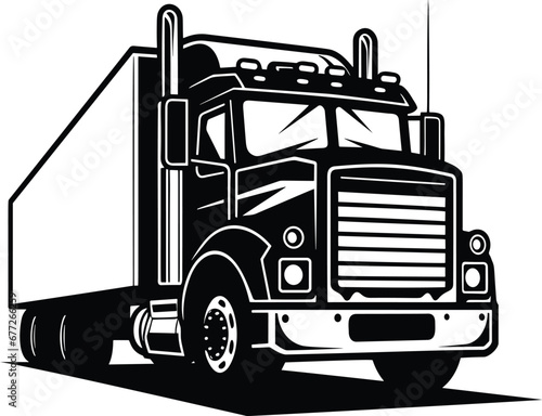 logo of a large truck in black and white