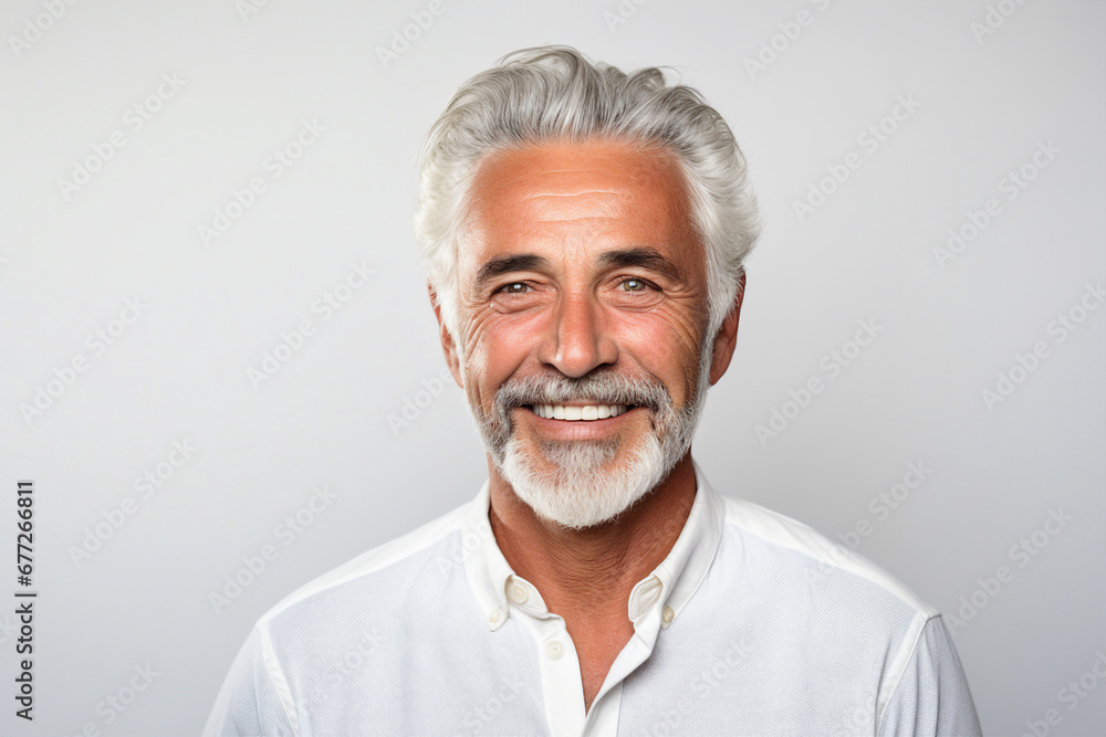 Portrait of handsome man with bright smile veneers after dentist isolated on white background Portrait of handsome man with bright smile veneers after dentist isolated on white background