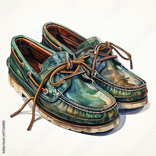 watercolor Boat Shoe clipart, Generative Ai