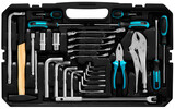 mechanics tool kit in black box, close-up of mechanics tool kit
