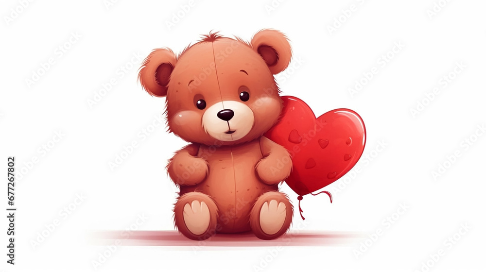 Valentines day background, abstract panorama background of a sweet teddy bear with red heart. Design for valentine card, invitation card. Copy space available. Beautiful design for valentine. Valentines day background, abstract panorama background of a sweet teddy bear with red heart. Design for valentine card, invitation card. Copy space available. Beautiful design for valentine.