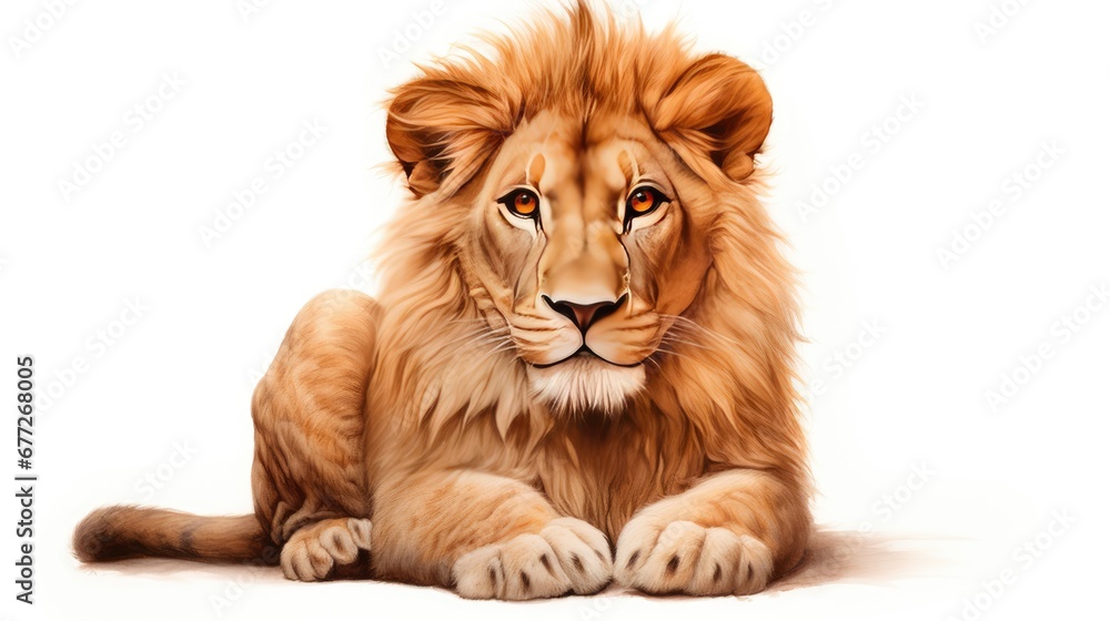 Asian lion on a white isolated background.