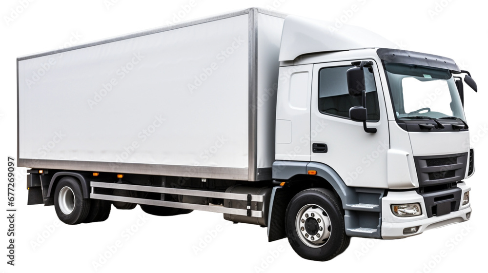 White truck isolated in white background, generative AI.