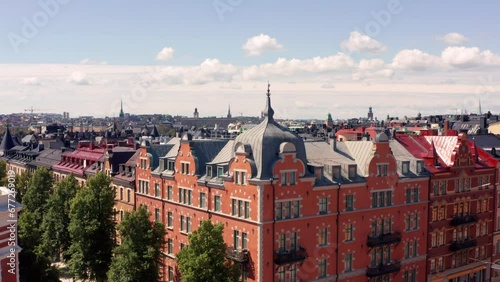 Östermalm Stockholm city residential district aerial view. Apartment buildings
