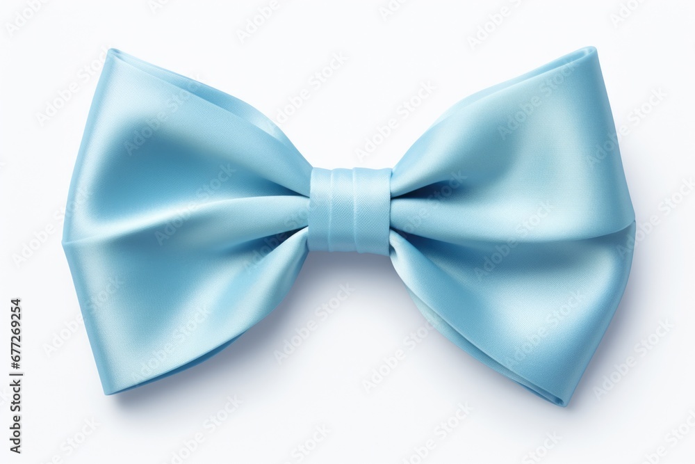 A blue bow tie on a white surface A blue bow tie on a white surface