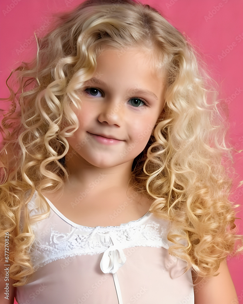 Portrait Of A Curly Blonde Haired Girl Portrait Of A Curly Blonde Haired Girl