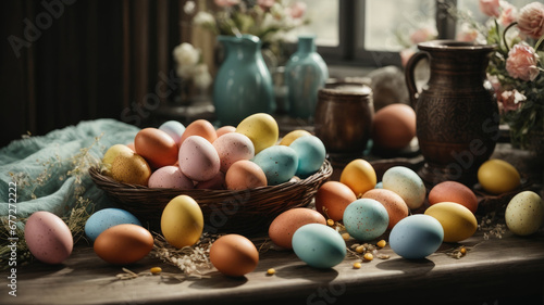 still life with easter eggs