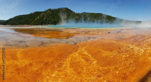 Mesmerizing Grand Prismatic Spring in the Yellowstone national park in Wyoming