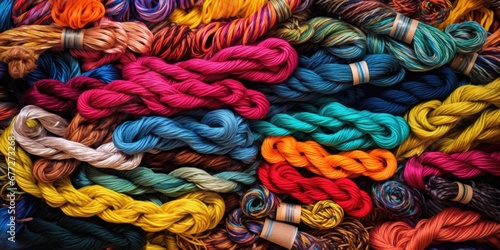 A pile of multicolored yarn is piled on top of each other © Friedbert
