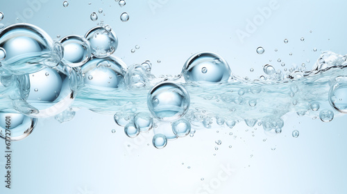 transparent blue water bubbles against a white background graphic element or symbol for refreshment and rejuvenation in the wellness and cosmetics industry advertising