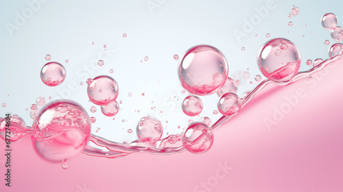 transparent pink water bubbles against a white background graphic element or symbol for refreshment and rejuvenation in the wellness and cosmetics industry advertising