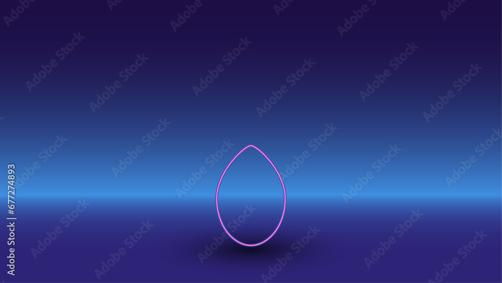 Neon oval symbol on a gradient blue background. The isolated symbol is located in the bottom center. Gradient blue with light blue skyline Neon oval symbol on a gradient blue background. The isolated symbol is located in the bottom center. Gradient blue with light blue skyline