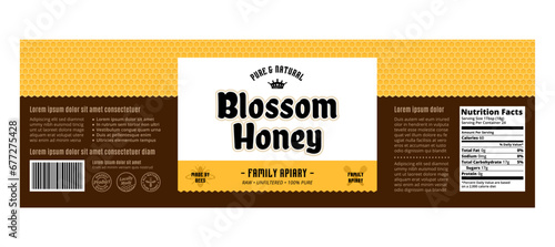Honey label or packaging design template. Vector honey illustration