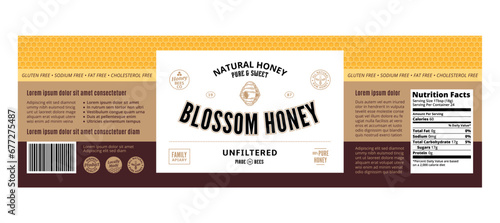 Honey label or packaging design template. Vector honey illustration