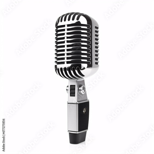 A retro mic is insulated on a bright surface.
