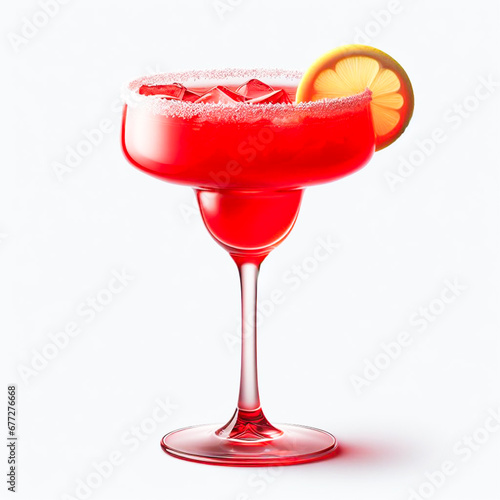 Red glass of cocktail with twist