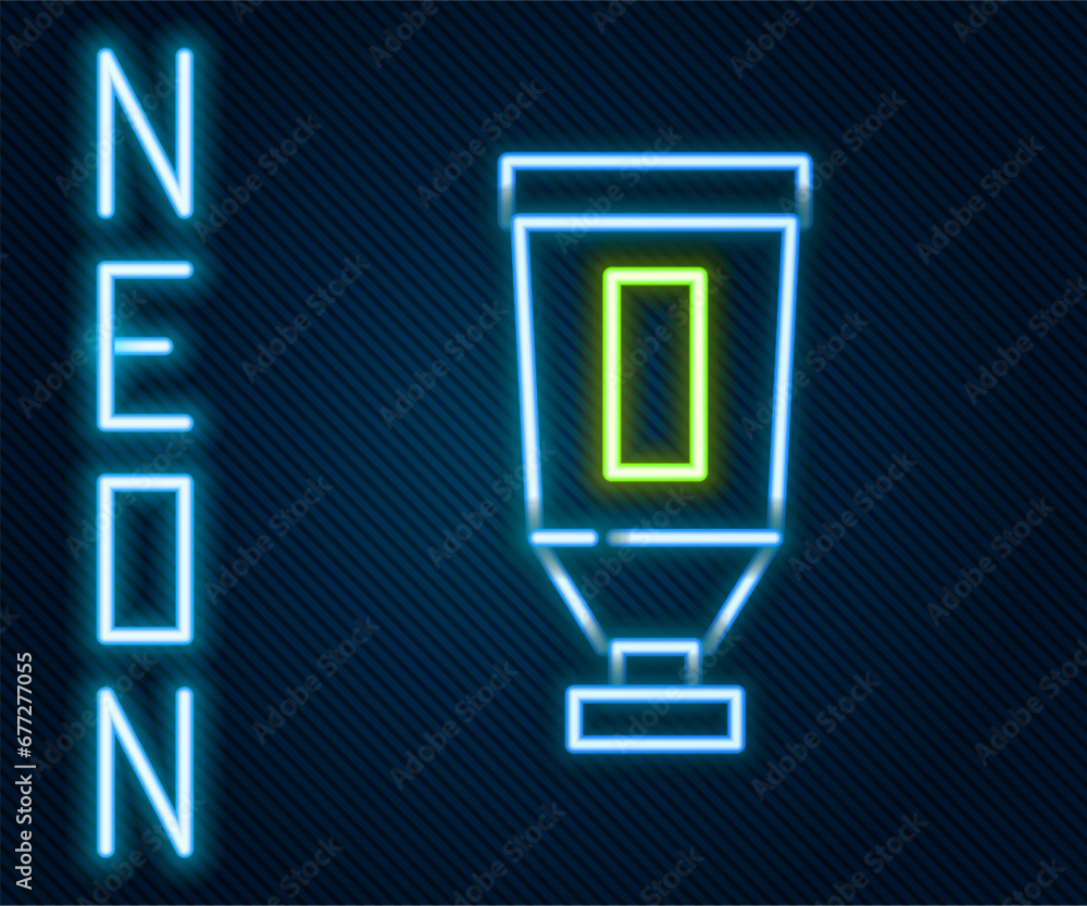 Glowing neon line Cream or lotion cosmetic tube icon isolated on black background. Body care products for woman. Colorful outline concept. Vector Glowing neon line Cream or lotion cosmetic tube icon isolated on black background. Body care products for woman. Colorful outline concept. Vector