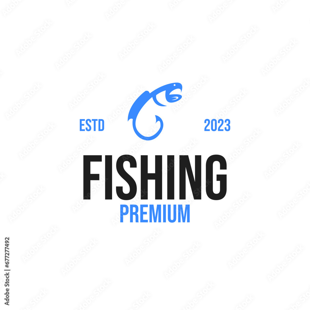 Hook Fishing Logo Design Concept Vector Illustration Symbol Icon