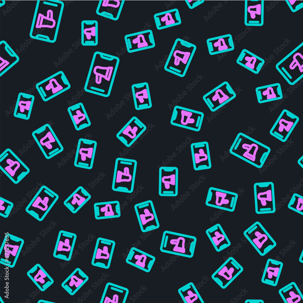 Line Protest icon isolated seamless pattern on black background. Meeting, protester, picket, speech, banner, protest placard, petition, leader, leaflet. Vector Line Protest icon isolated seamless pattern on black background. Meeting, protester, picket, speech, banner, protest placard, petition, leader, leaflet. Vector