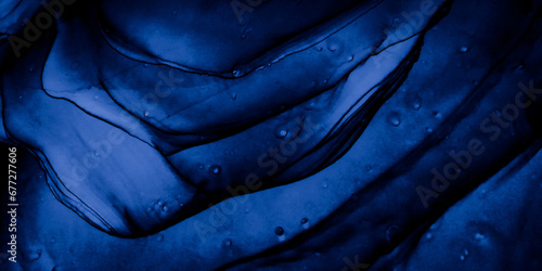 Abstract Background Wawe. Indigo Alcohol Ink Background. Silver