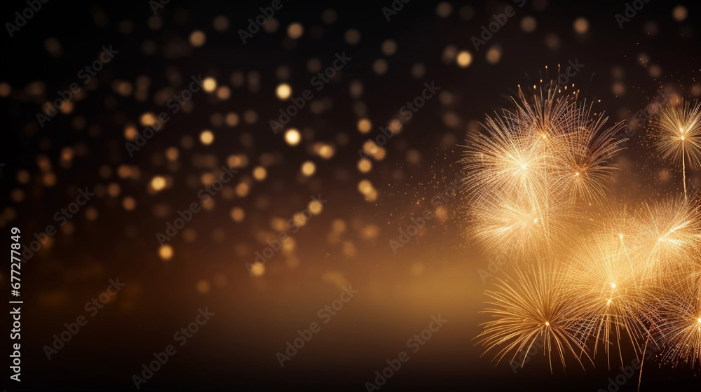 Fototapeta premium copy space, stockphoto, Firework Celebration Party New Year Background. Design for New year card, invitation card. Copy space available. Beautiful design for New year.