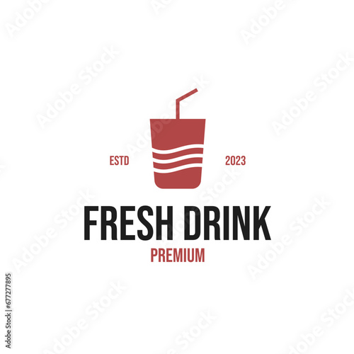 Ice Drink Plastic Glass Logo Design Concept Vector Illustration Symbol Icon