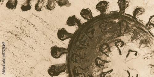 Cell Virus. Bronze Cancer Cells Attack. Yellow Human Papilloma Virus. Cream Immunity. Brown Lactic Bacterium. Anti-bacteria. Mold Illustration. Science Cells. Bacteria Macro.