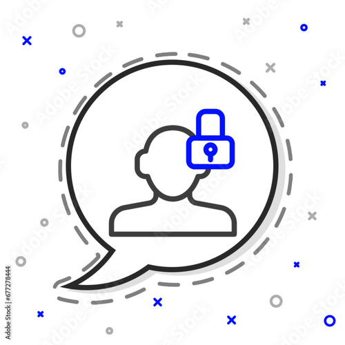 Line Closed personality icon isolated on white background. Introvert psychology. Colorful outline concept. Vector