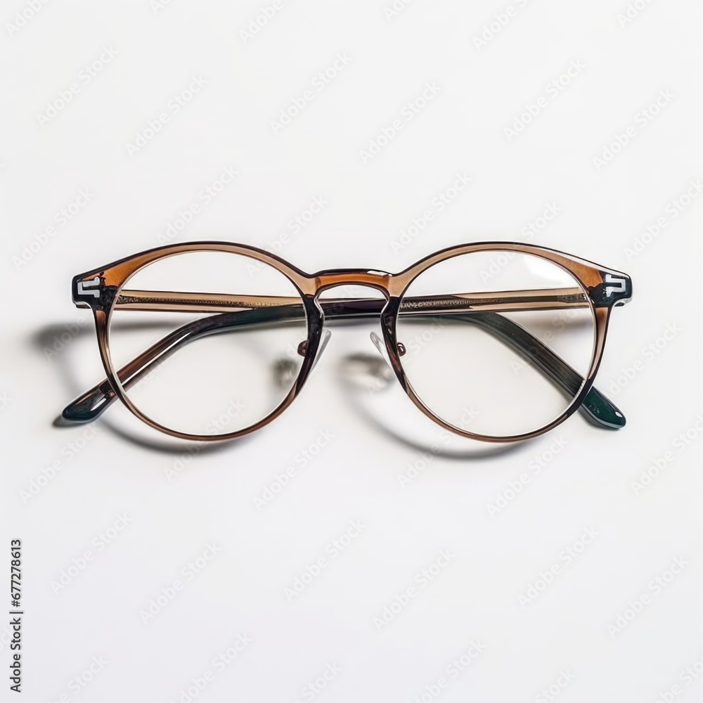 A pair of glasses on a white surface A pair of glasses on a white surface