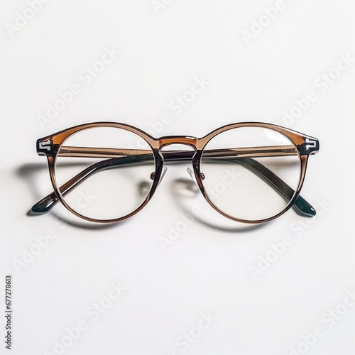 A pair of glasses on a white surface