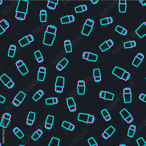 Line Sauna bucket icon isolated seamless pattern on black background. Vector