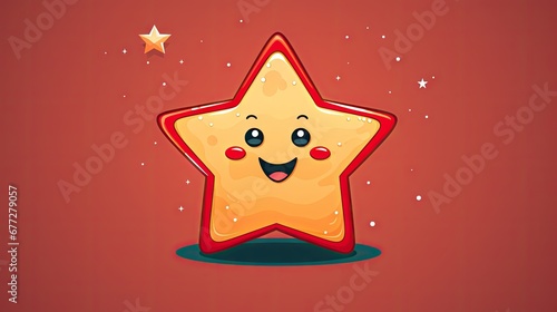  a star on a red background with a smiling face and a star on the right side of the star, with a red background with stars on the left and right side of the. generative ai