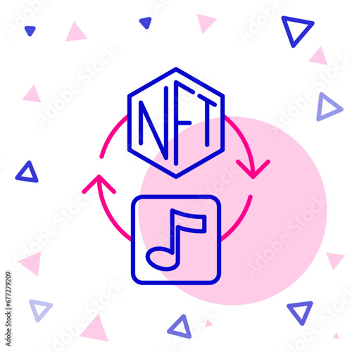 Line NFT Digital crypto art icon isolated on white background. Non fungible token. Colorful outline concept. Vector