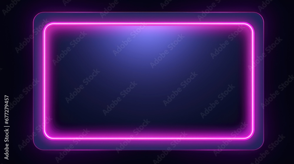 A purple neon frame on a black background A purple neon frame on a black background