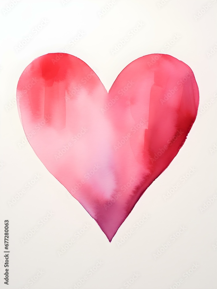 Drawing of a Heart in fuchsia Watercolors on a white Background. Romantic Template with Copy Space Drawing of a Heart in fuchsia Watercolors on a white Background. Romantic Template with Copy Space