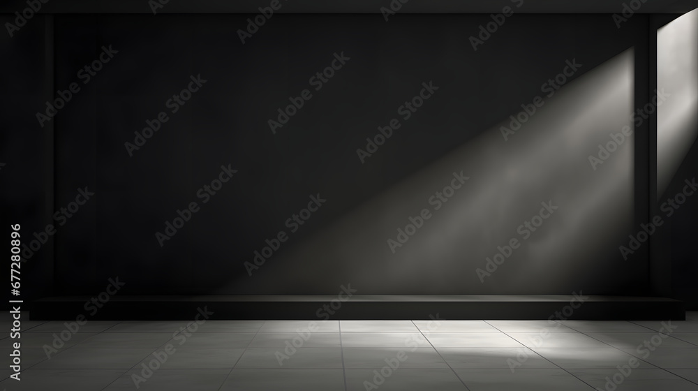 Black wall and smooth floor with beautiful window shadow and sun glare. Universal background for product presentation. Black wall and smooth floor with beautiful window shadow and sun glare. Universal background for product presentation.