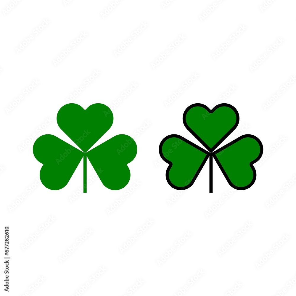 Green Shamrock clover icon isolated on white background Green Shamrock clover icon isolated on white background