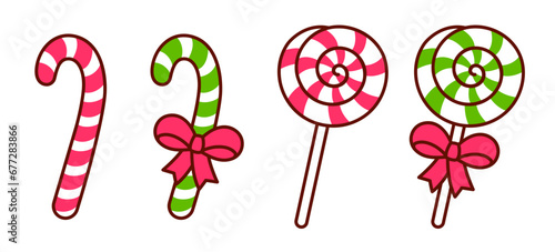 Christmas candy canes and lollipops doodle drawing photo