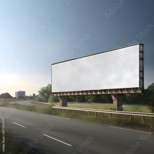Blank billboard on the highway in the evening. 3d rendering