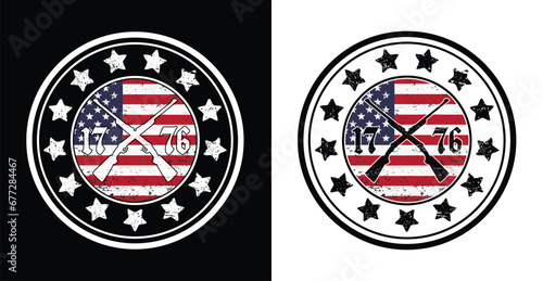 1776 13 Stars Betsy Ross Flag With Infantry Crossed Rifles Design