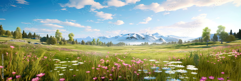 Idyllic meadows with wildflowers, soft grass, and a sense of openness. Idyllic meadows with wildflowers, soft grass, and a sense of openness.