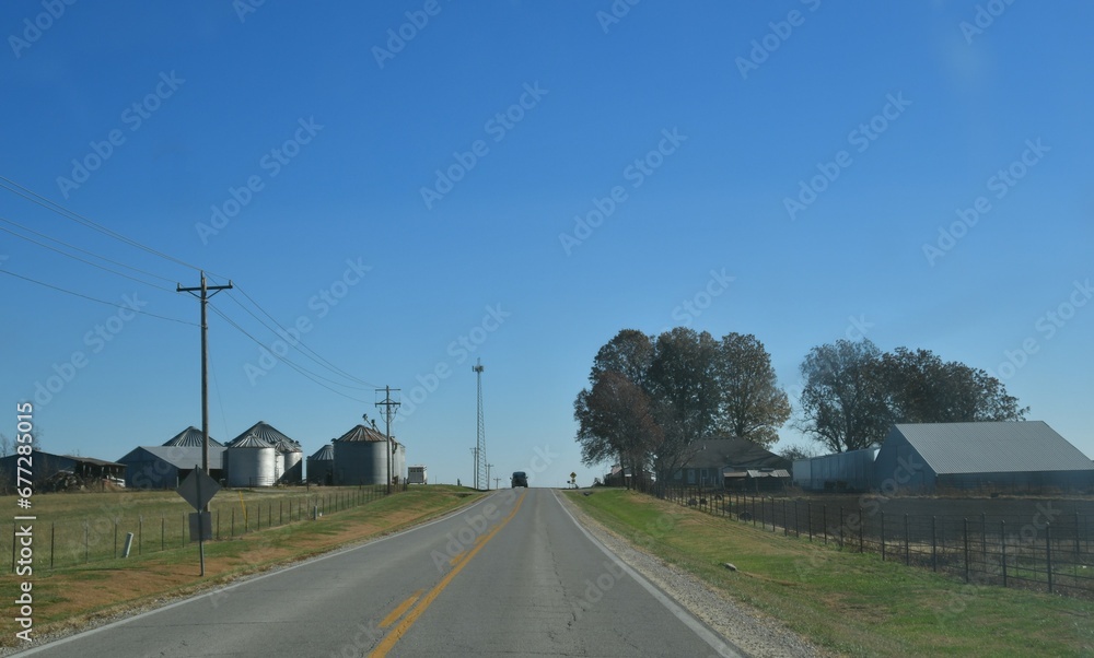 Fototapeta premium Blue Sky Over a Rural Highway