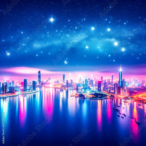 Dubai city skyline at night 3 © Tom Warrington