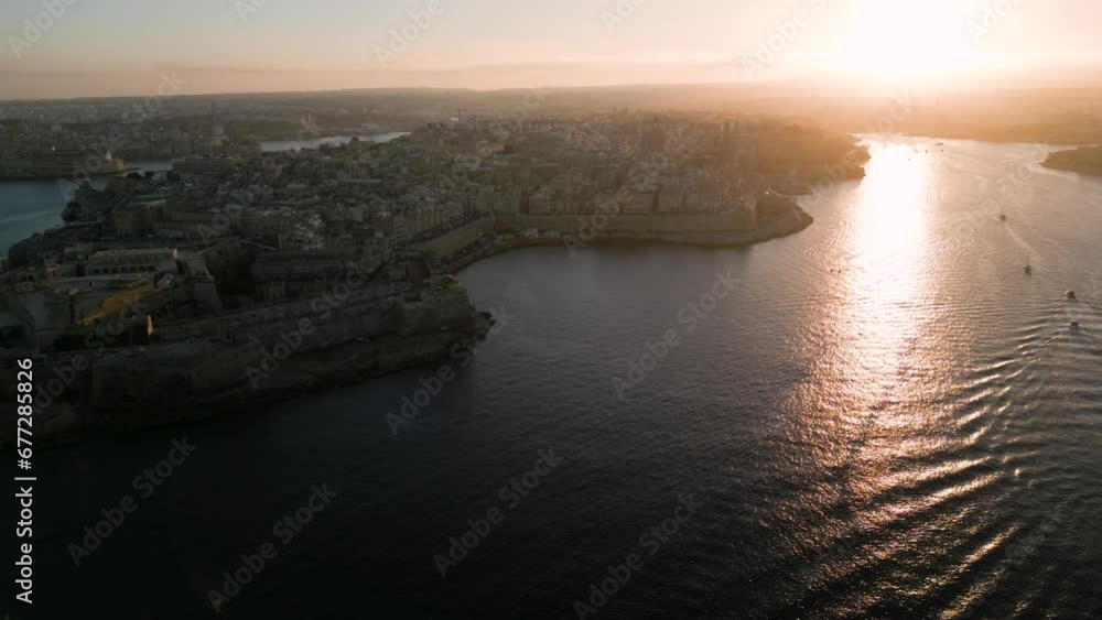 aerial view of Valletta, Malta at sunset aerial view of Valletta, Malta at sunset